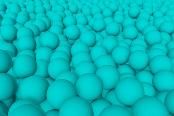 3d render wall of cyan mate balls set background