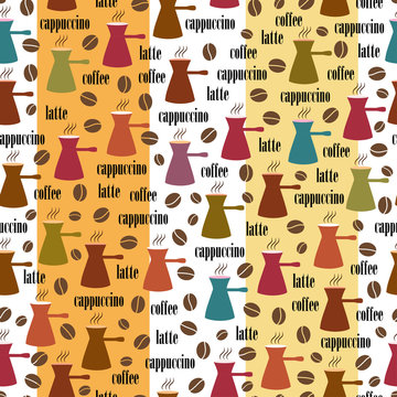 Seamless coffee pattern.Aroma background.Textile texture