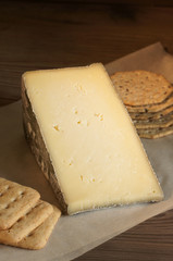 Cornish Yarg Cheese semi-hard cheese wrapped in nettle leaves made in Cornwall England