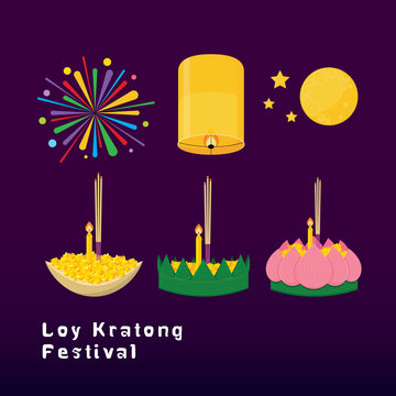 Loy Kratong Thailand Festival Vector