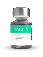 3d rendering of insulin vial isolated over white