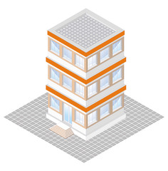 isometric projection of a  building, isolated on white 