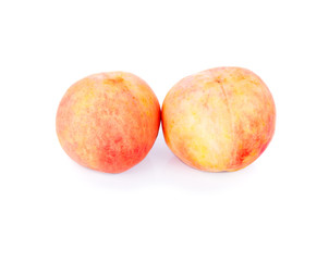 Ripe peach fruit isolated on white background