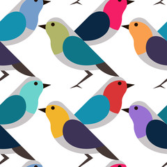 Seamless pattern with colorful birds.Vector textile print.Textile texture