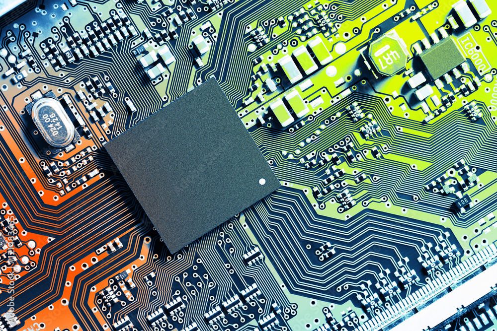 Poster electronic circuit board close up.