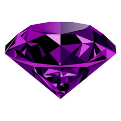 Realistic shining purple amethyst jewel isolated on white background. Colorful gemstone that can be used as part of logo, icon, web decor or other design.
