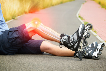 Injured skater with painful leg