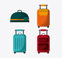 Bags icon set. Baggage luggage tourism and travel theme. Isolated and colorful design. Vector illustration