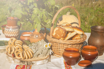 Russian table with food