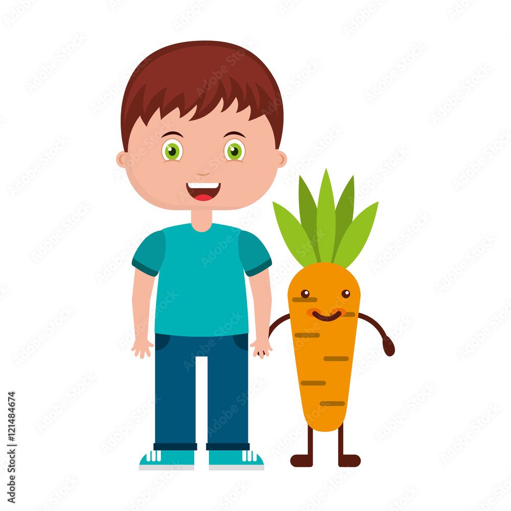 Wall mural fruit character kids menu vector illustration design