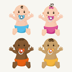 Baby boy and girl cartoon. Baby shower and childhood theme. Isolated and colorful design. Vector illustration