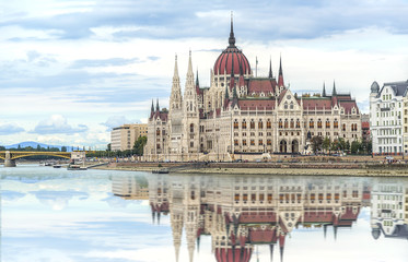 Obraz premium Budapest. Parliament at sunset, Hungary.