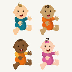 Baby boy and girl cartoon. Baby shower and childhood theme. Isolated and colorful design. Vector illustration