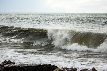 big sea wave on the black sea, Poti, Georgia