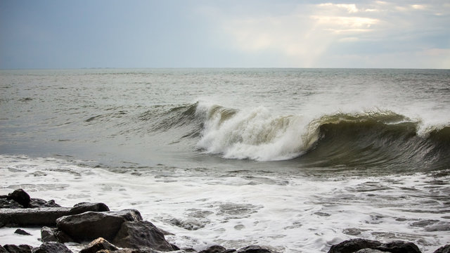 Fototapeta big sea wave on the black sea, Poti, Georgia