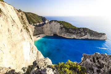 Amazing Navagio beach with shipwreck on Zakynthos island. Ionian sea, Greece.