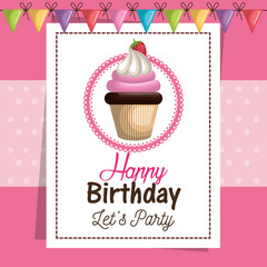 birthday card cupcake sweet party vector illustration eps 10