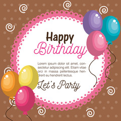 card happy birthday balloons graphic vector illustration eps 10
