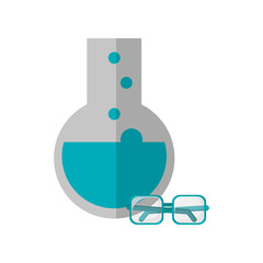 flat design round bottom chemistry flask and glasses  icon vector illustration
