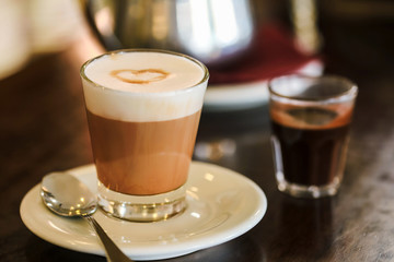 capuccino inside glass called 