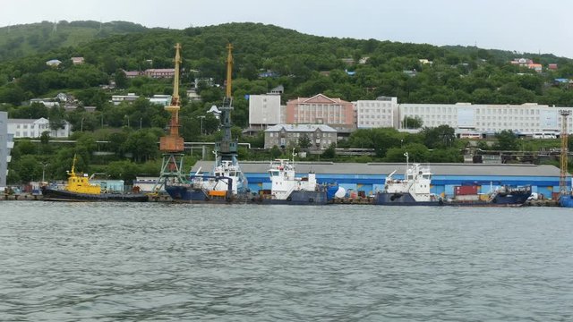Petropavlosk harbour Kamchatka seen from avacha bay