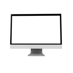 Computer with white screen isolated on white. 