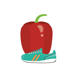 flat design bell pepper and sneaker  icon vector illustration