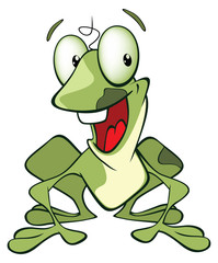 Illustration of Cute Green Frog Cartoon Character
