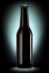 Bottle of beer or cider with clipping path isolated on black background