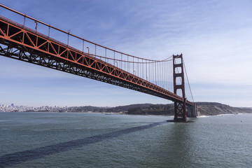 Low Aerial of the Golden Gate Bridge in San Francisco