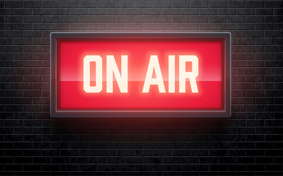 Broadcast studio on air light sign wall Royalty Free Vector