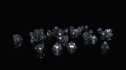 Diamonds background on black studio.