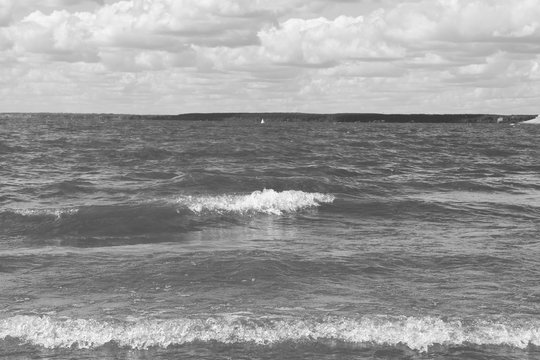 Fototapeta Sea water wave. Black and white style