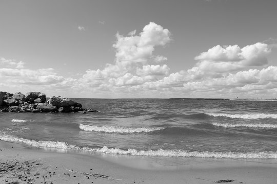 Fototapeta Sea shore. Black and white style
