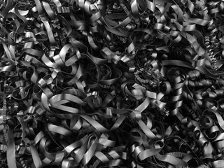 The rubber was rolled into a curly ribbon strips