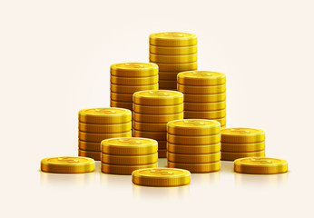 gold coins isolated on white realistic theme