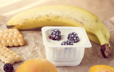 Fresh fruit and yogurt for breakfast