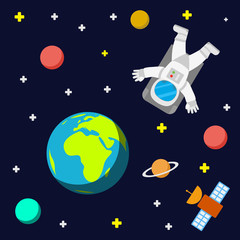 Naklejka premium Spaceman stars and planets