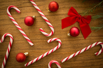 Candy canes with Christmas balls
