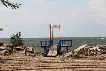 Sea shore and bridge