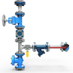 3d stainless steel piping system with valves