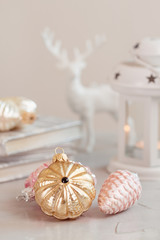Fototapeta na wymiar Closeup vintage Christmas decorations