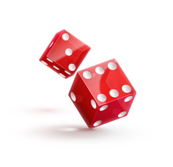 casino rulette red dice cube isolated on white