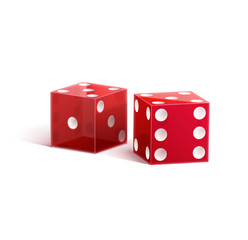 casino rulette red dice cube isolated on white