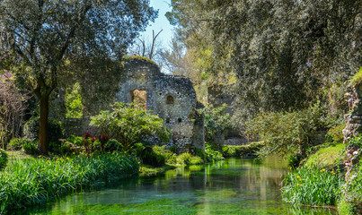Fototapeta na wymiar The idyllic Ninfa Gardens, Latina Province, Lazio (Italy)