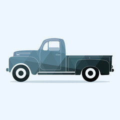 Classic pickup truck. Flat styled vector illustration. flat vintage retro truck logo. Graphic illustration on polygonal style. © greens87