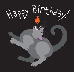 illustration with cat birthday