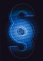 Paragraph symbol with binary codes. 
Illustration of Paragraph symbol with binary codes. Computer law and justice concept. Vector available.
