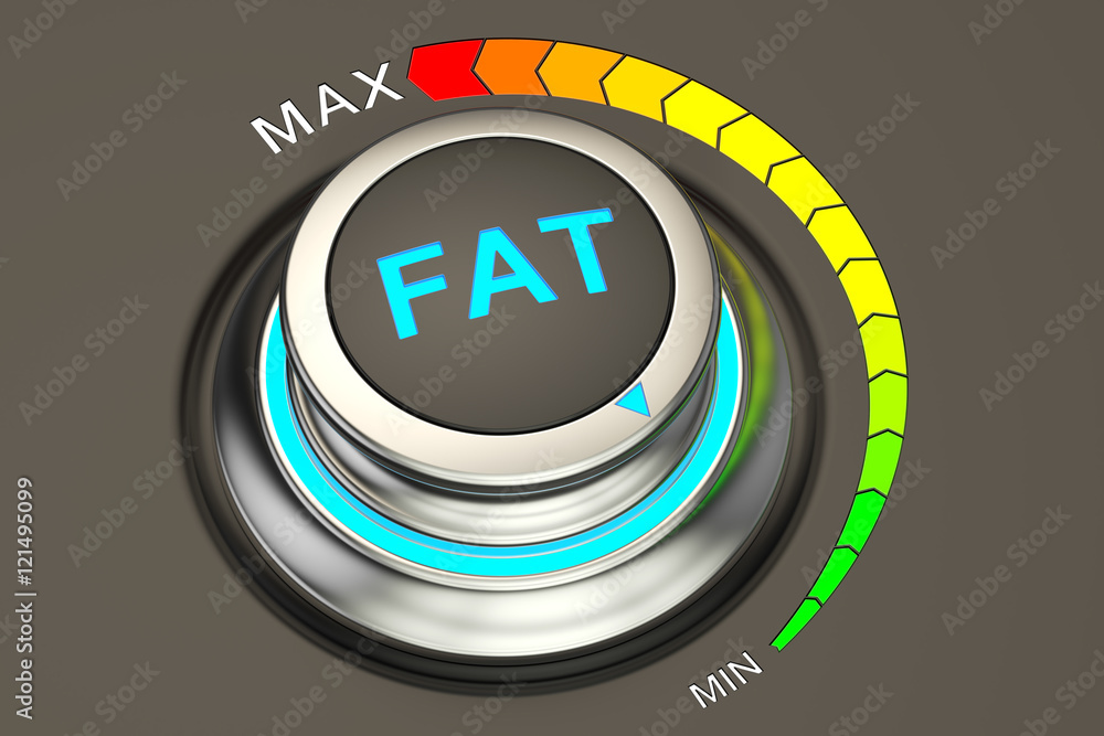 Poster min level of fat concept, 3d rendering