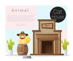 Cute animal collection Cat house , vector , illustration